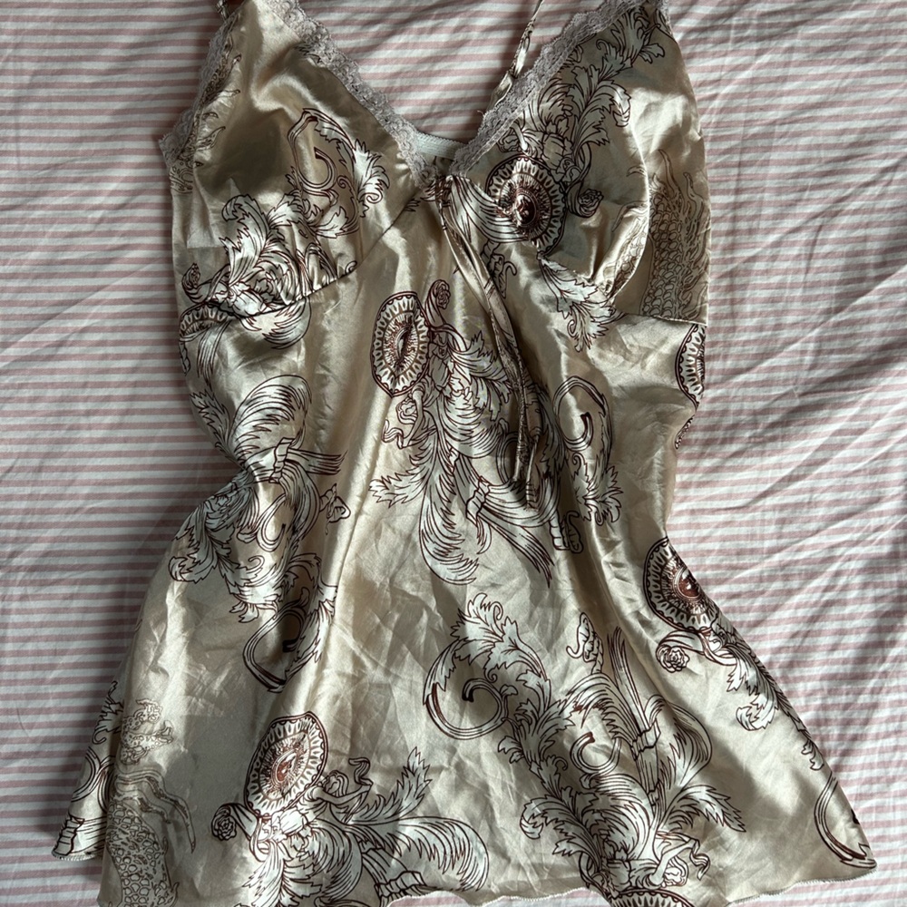 Elegant Silver and Brown Patterned Top